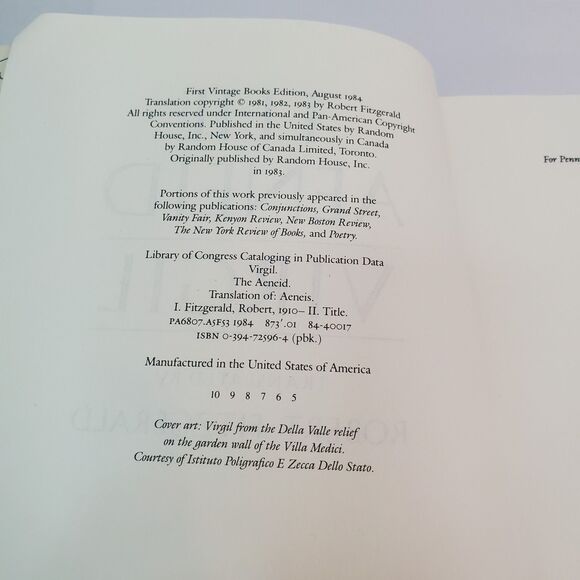 The Aeneid Virgil by Robert Fitzgerald VTG Paperback Book Random House 1983 - Picture 3 of 11